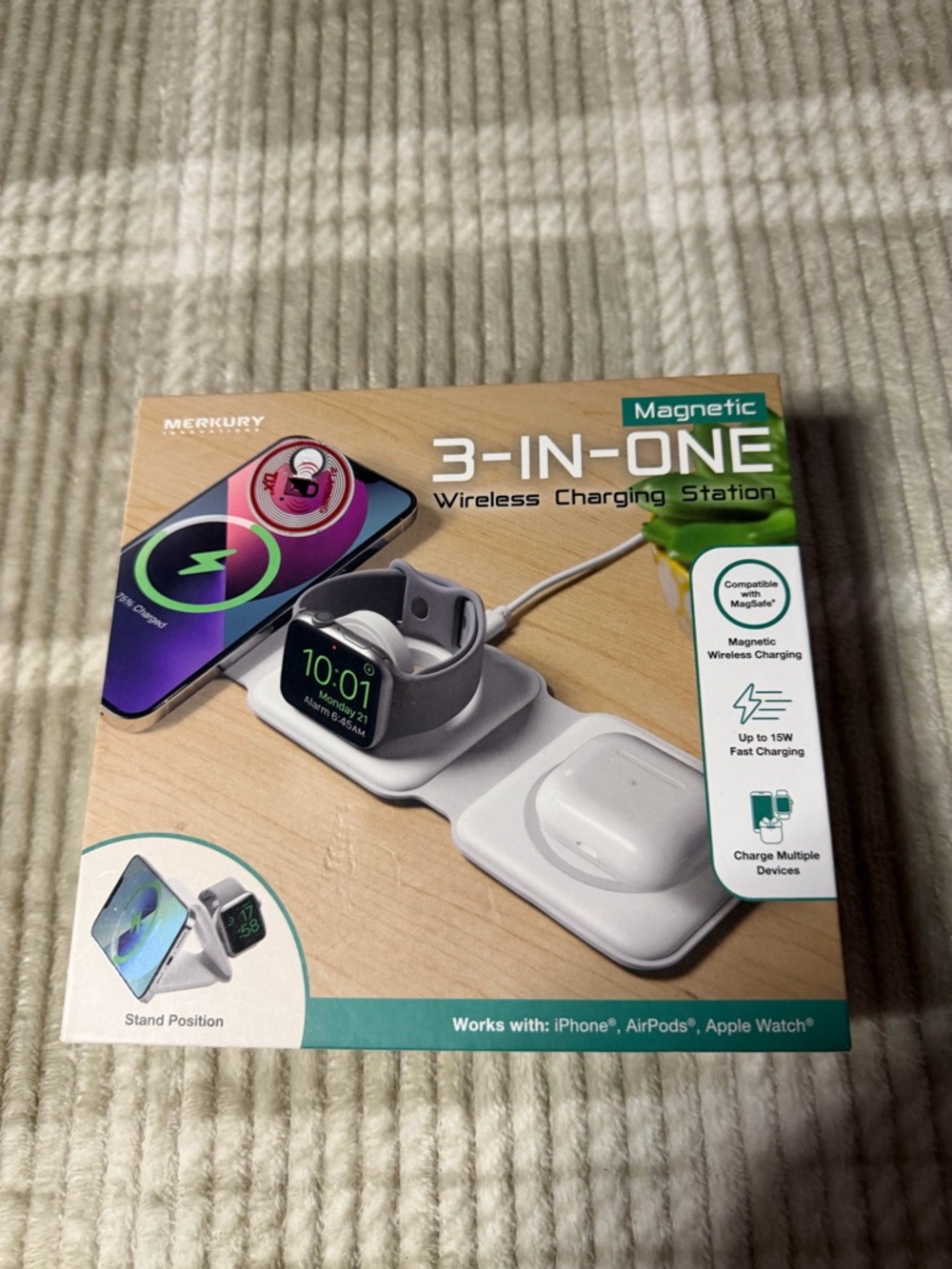 3-in-1 Magnetic Wireless Charging Station - White